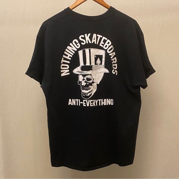 Nothing Skateboards T Shirt Skull With Hat Ace Anti-Everything Mens Tee Sz XL - Picture 6 of 7